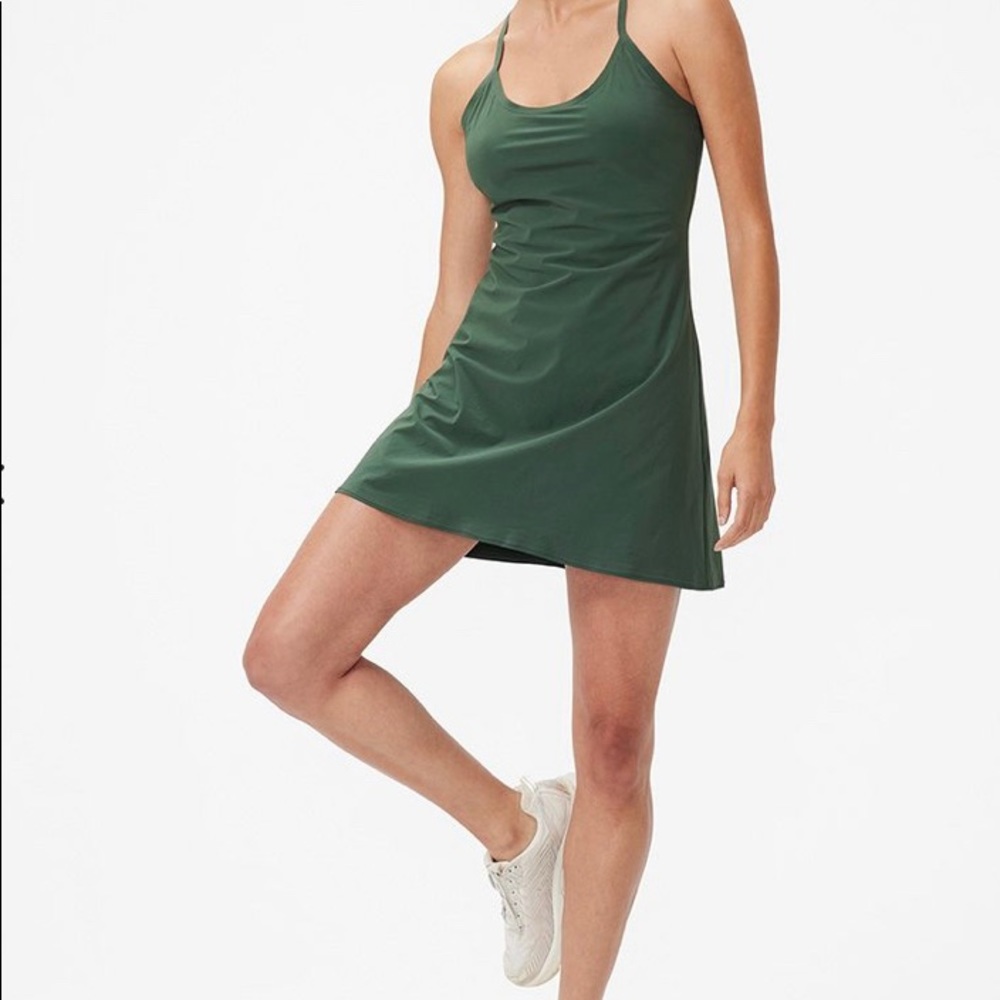 The Exercise Dress in evergreen